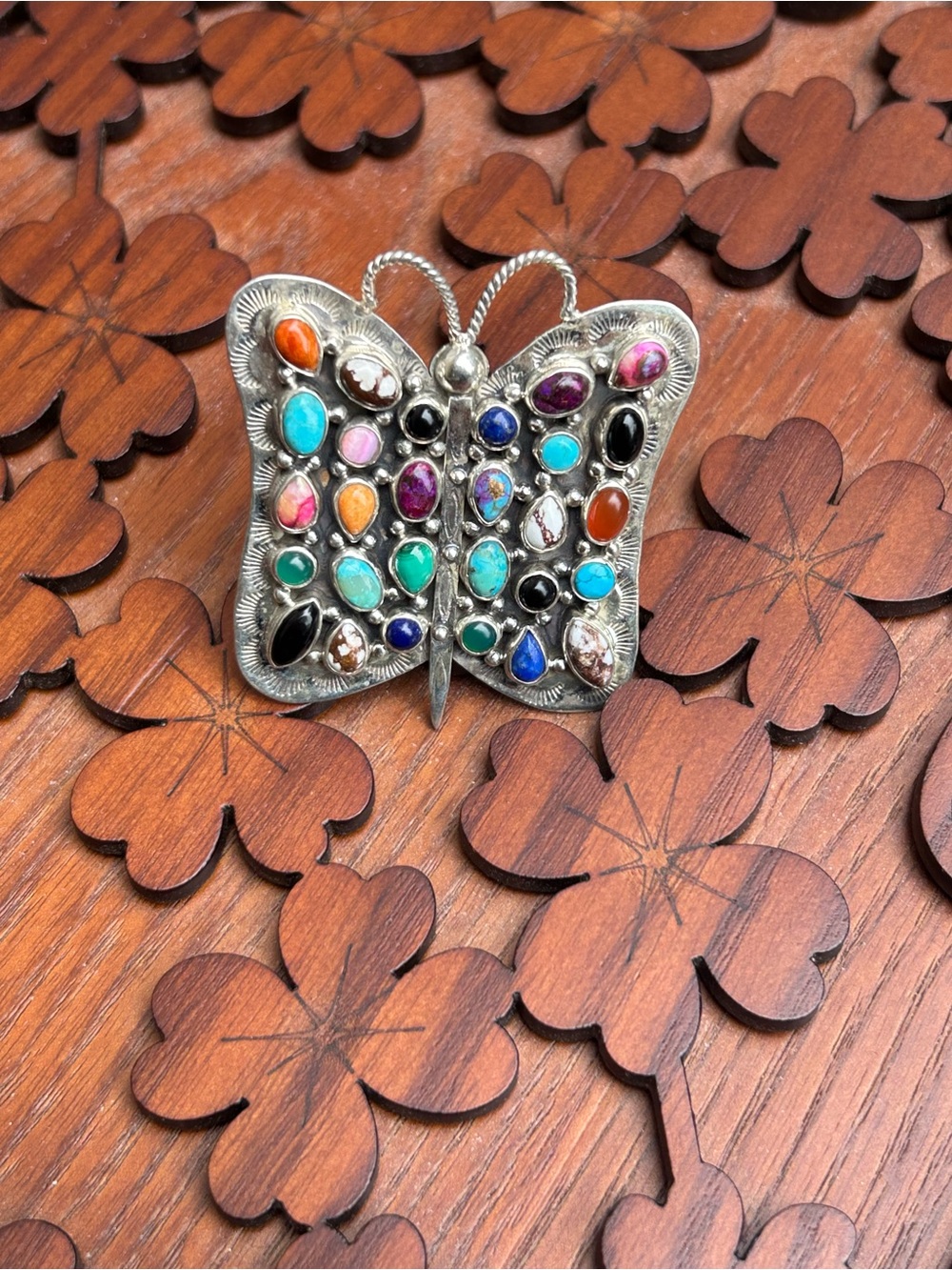 Sterling Silver Multistone Butterfly Adjustable Ring Colorful Gem Accent